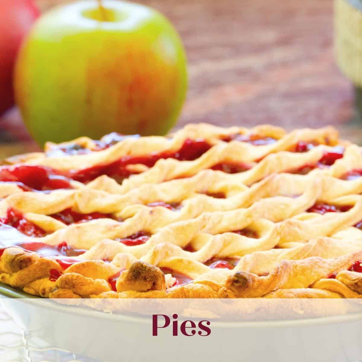 Pie category graphic with cherry lattice pie.