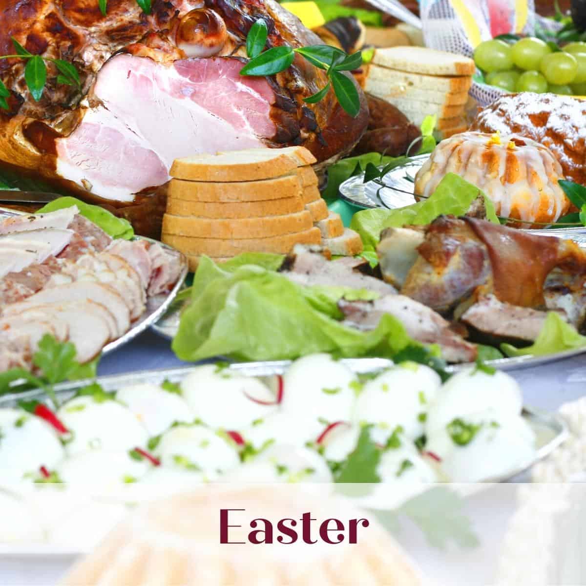 Easter category graphic with easter food.