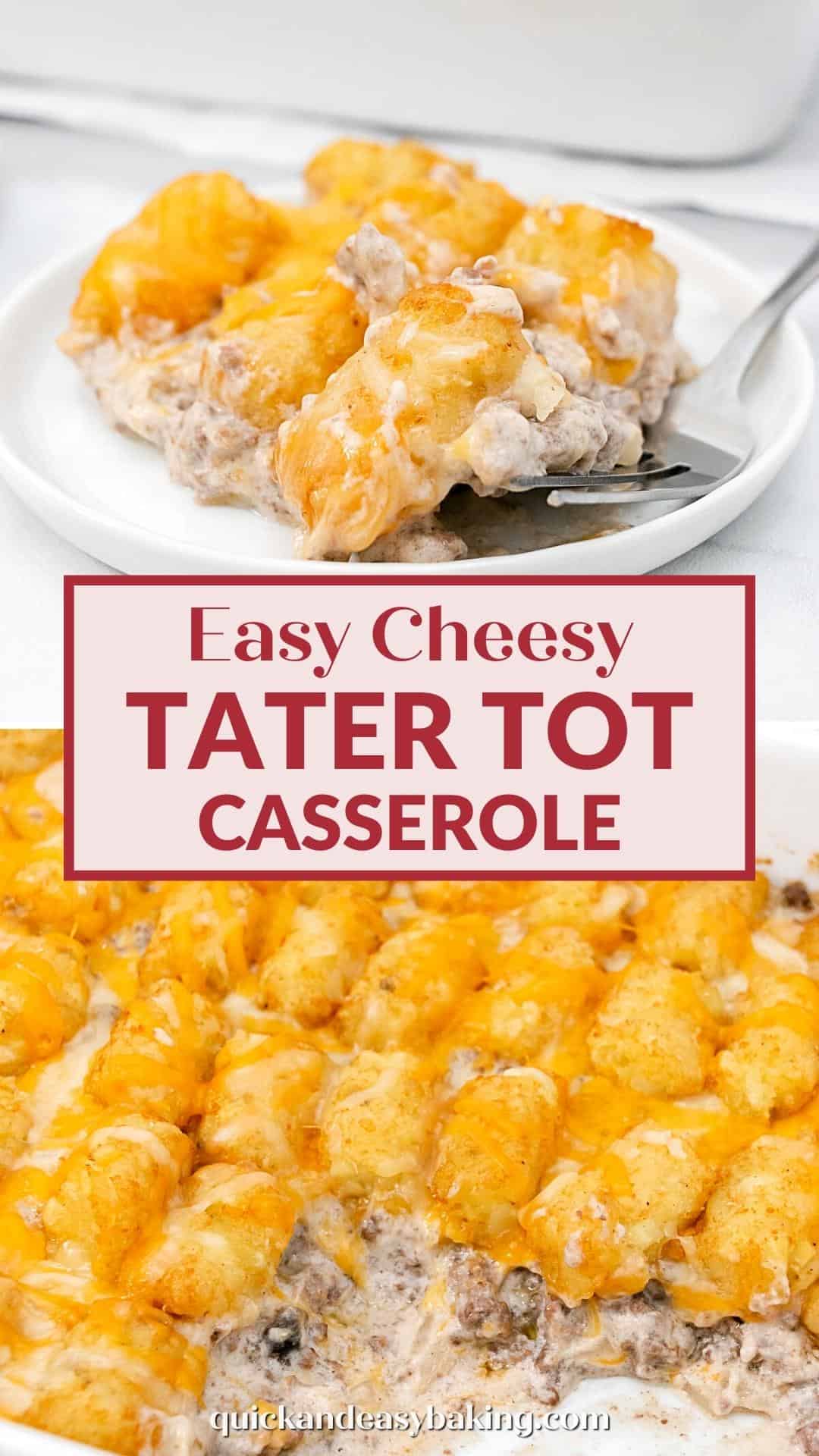 Tater tot casserole pinterest graphic.