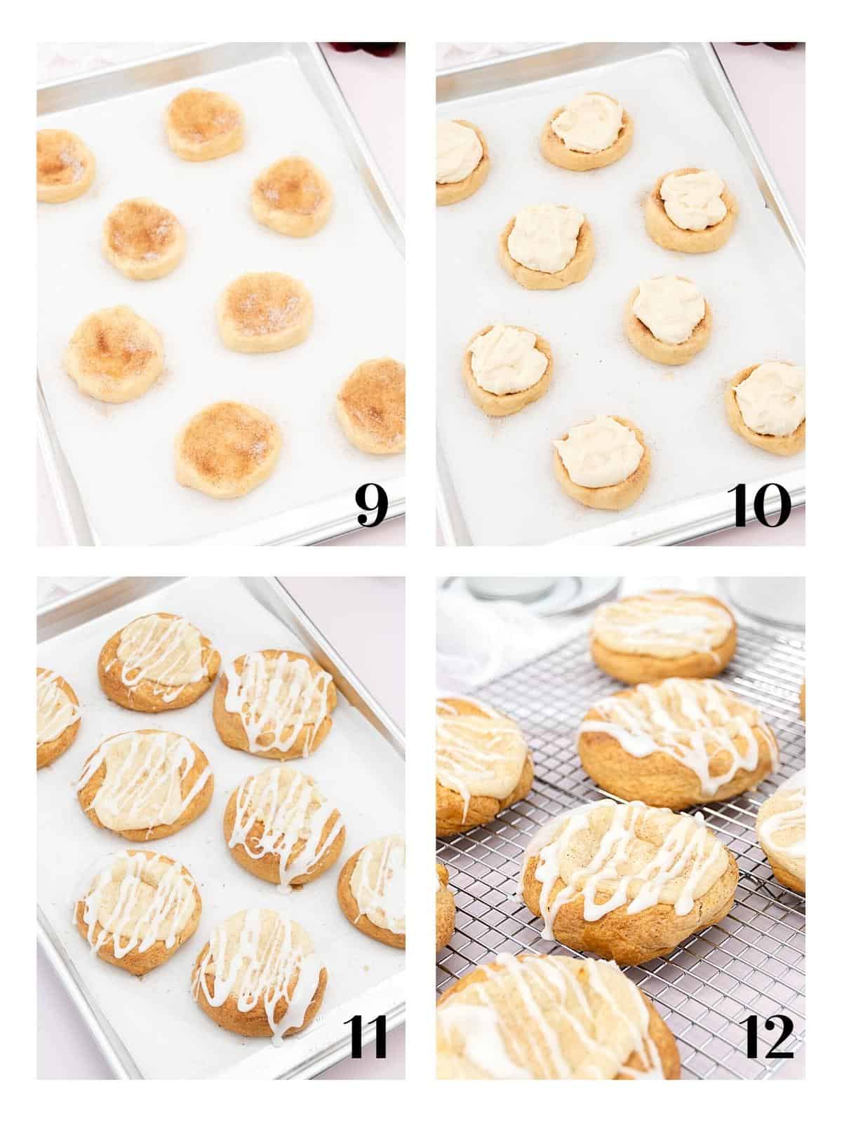 Baking and cooling cream cheese danishes collage.