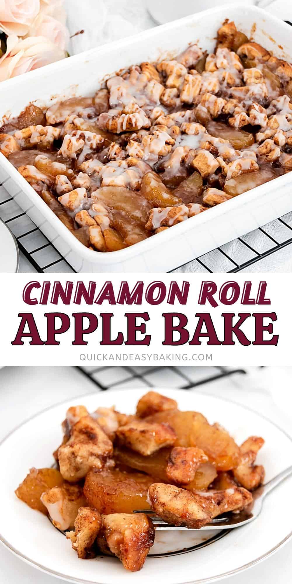 Collage of apple bake with cinnamon and text overlay.