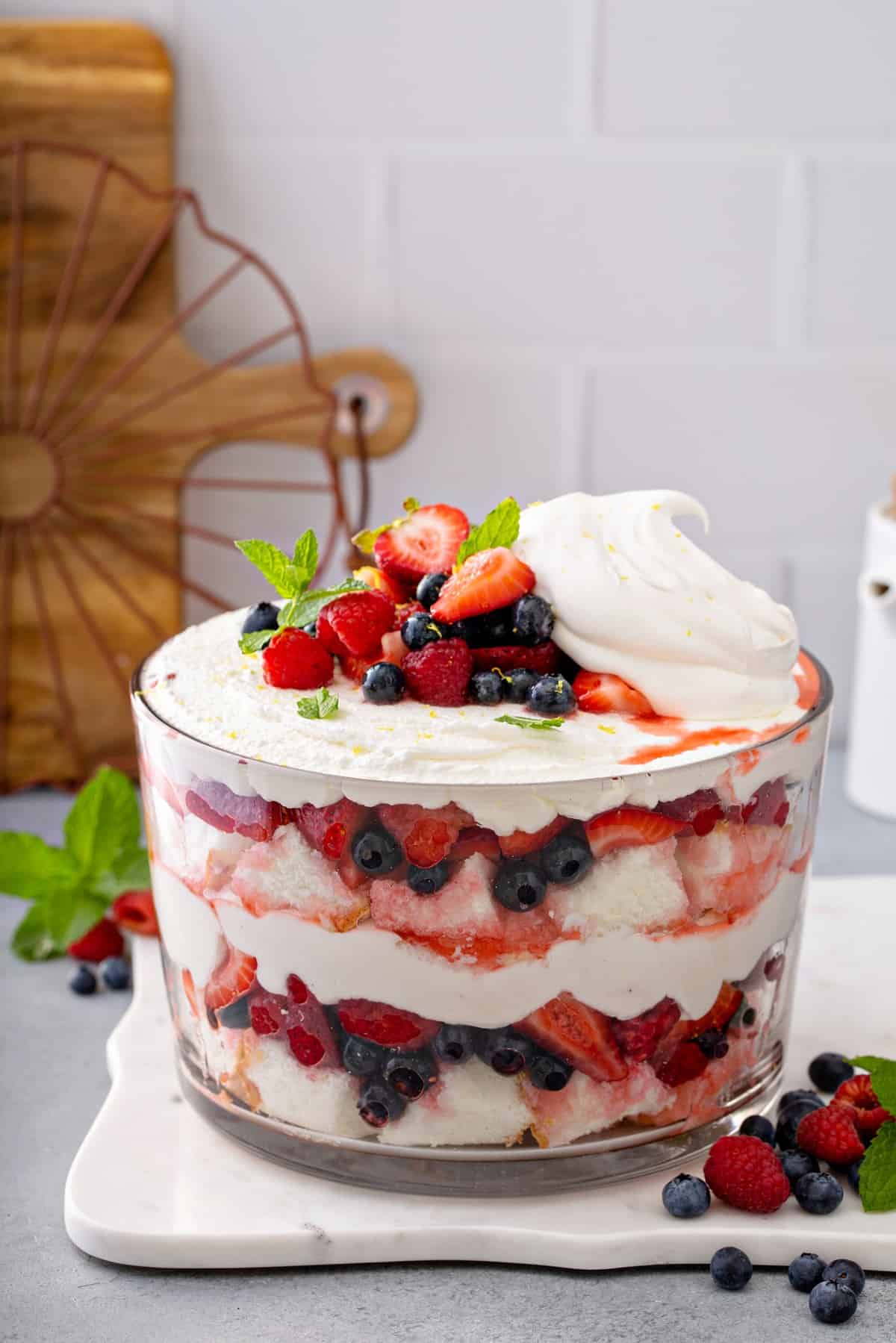Berry and whipped cream trifle.