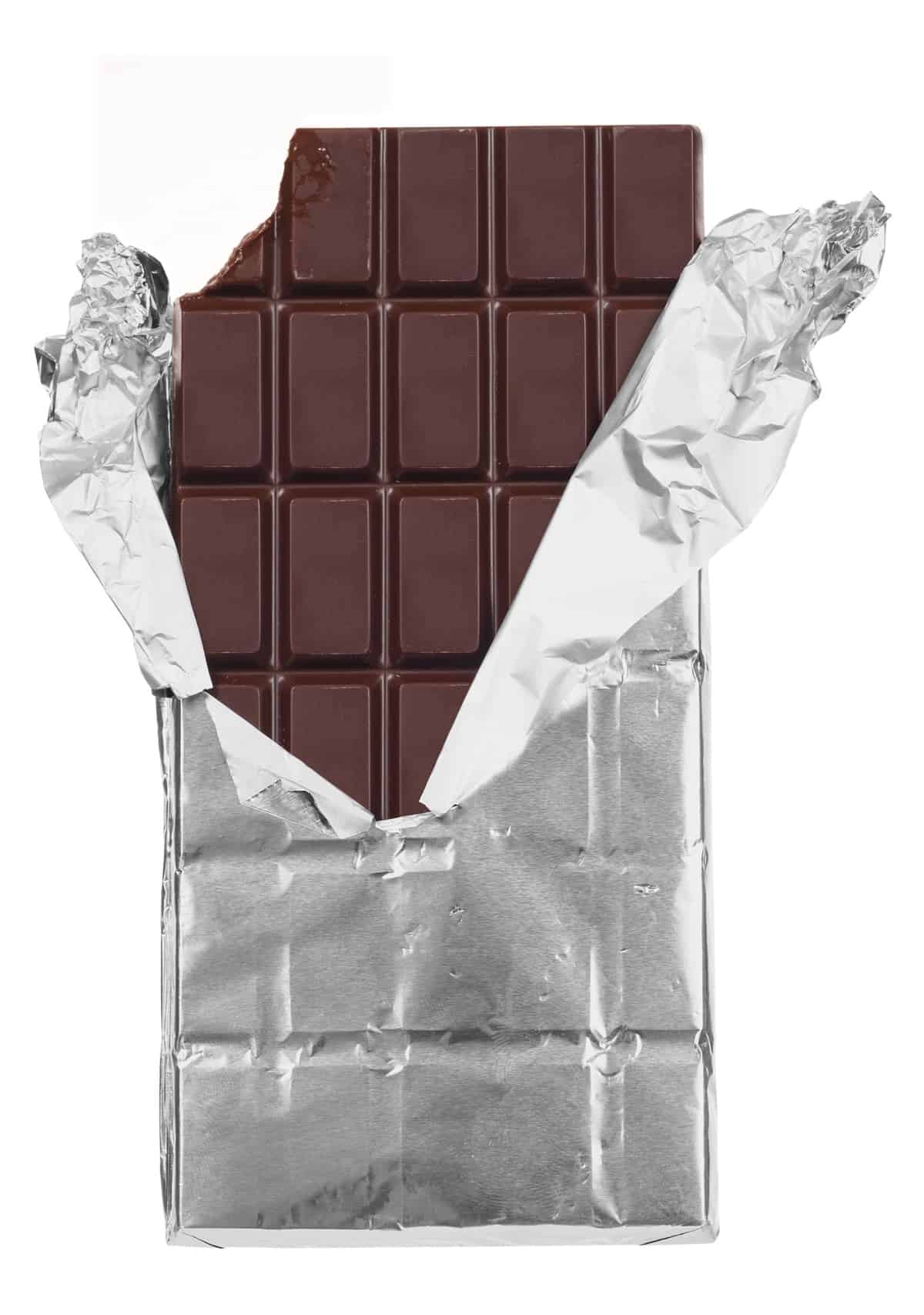 Chocolate bar on a white background.