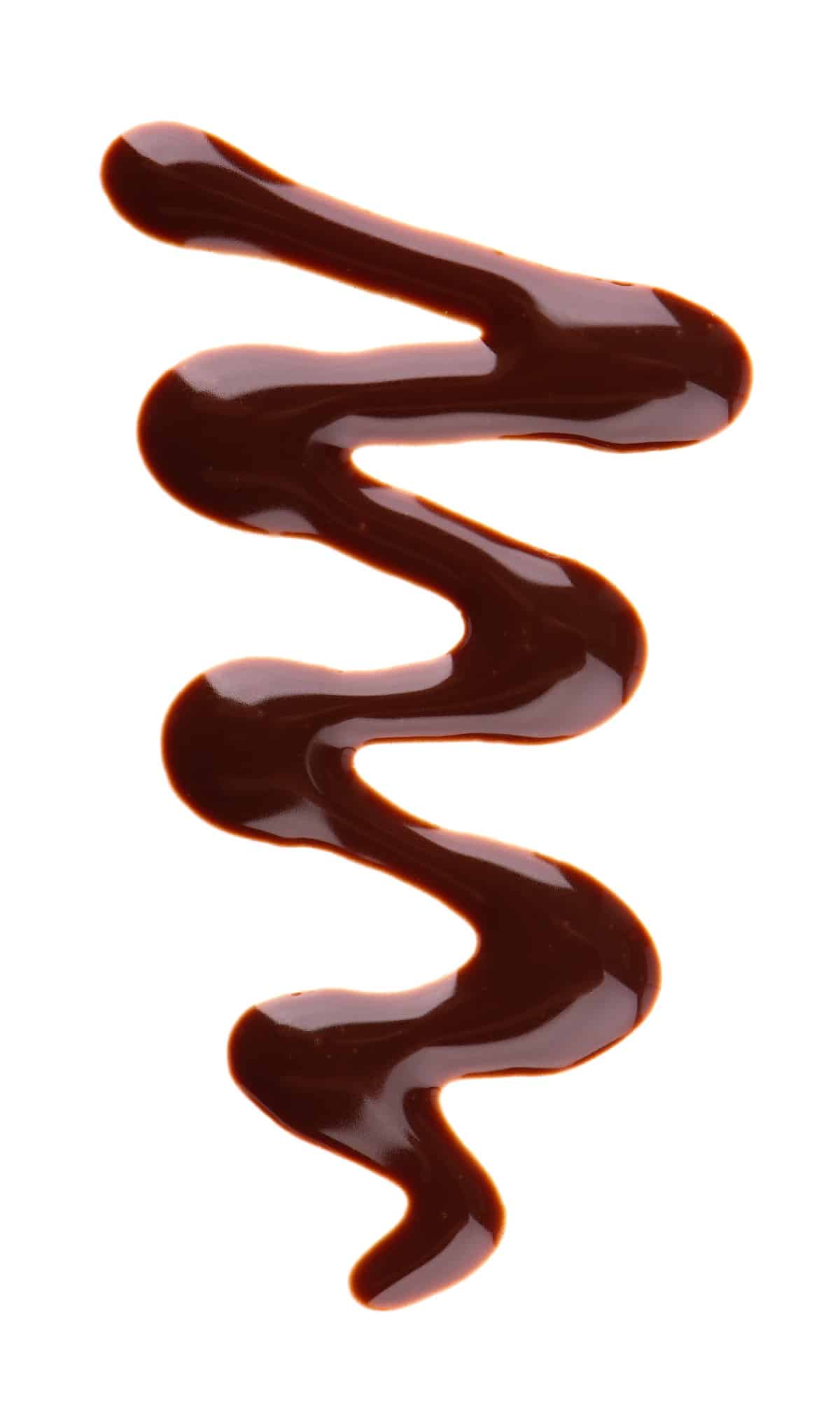 Chocolate syrup on a white background.