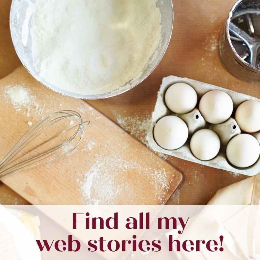 Web stories graphic with baking ingredients.