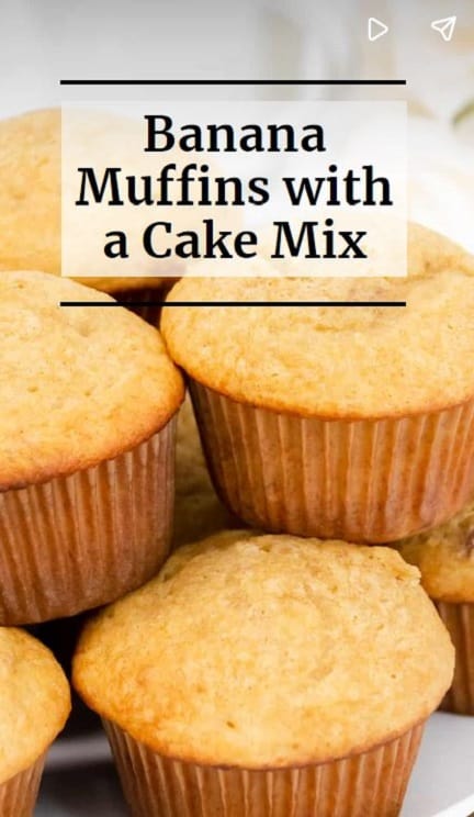 Close up of banana muffins with text overlay screenshot of the story.